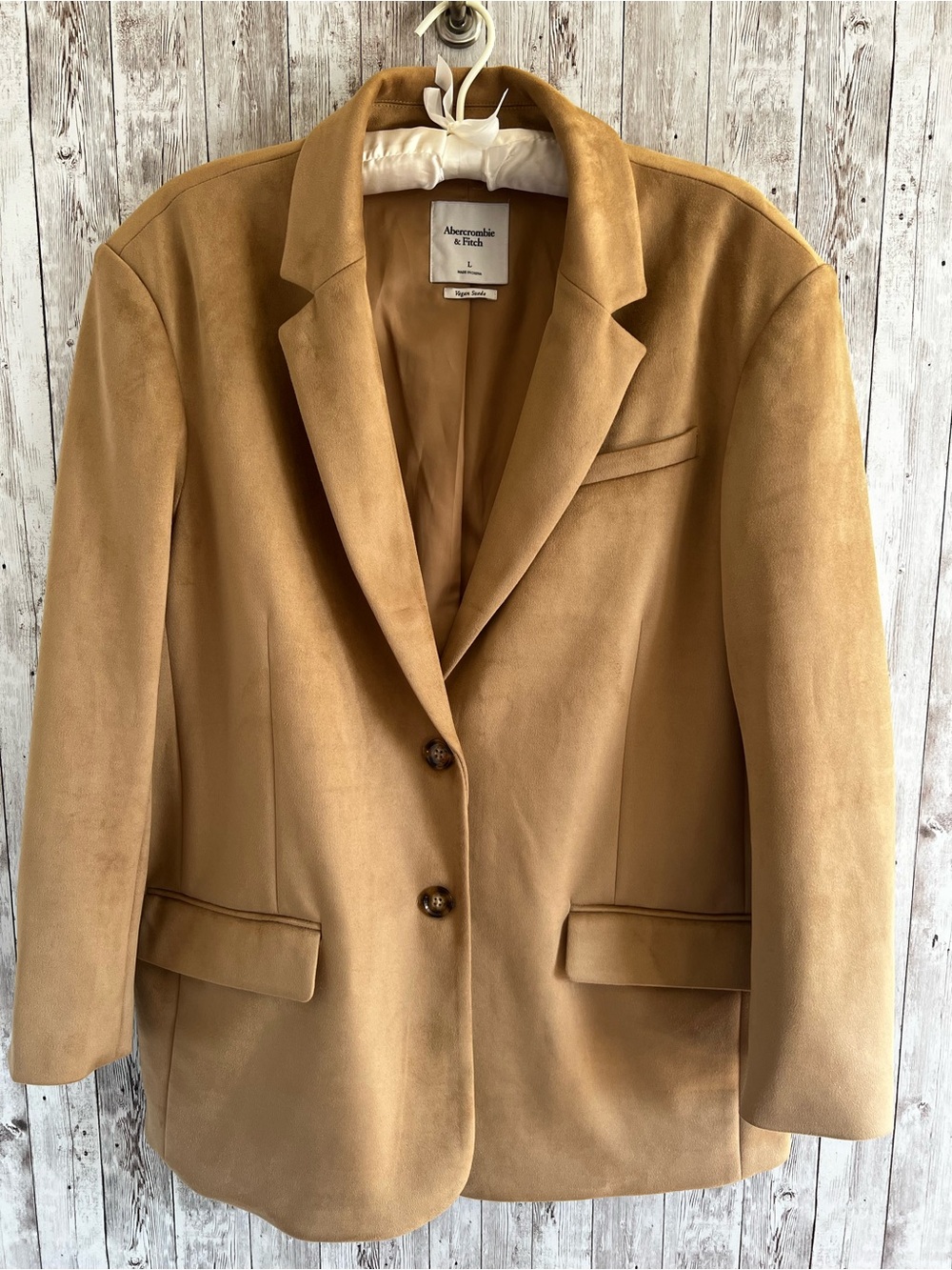 Abercrombie & Fitch Men’s Tan Vegan Suede Blazer Casual Fall Large
